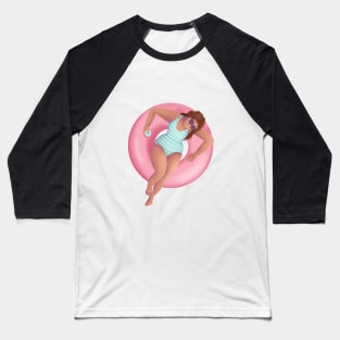 Girl In Swimming Pool Illustration Baseball T-Shirt